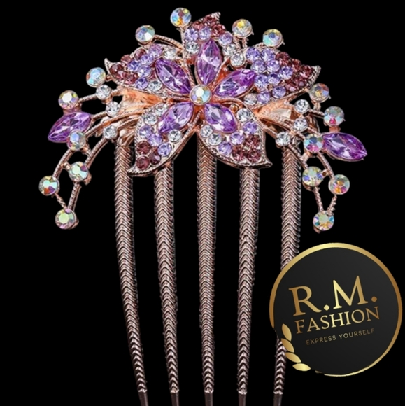 1pc Women Rhinestone Flower Decor Glamorous Hair Pin For Party - Picture 3 of 6